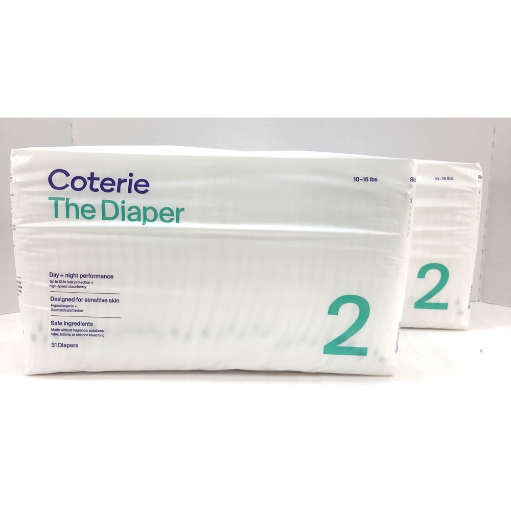2 packs 31 Count Coterie The Diaper Disposable Diapers Size 2  10-16 Lbs New